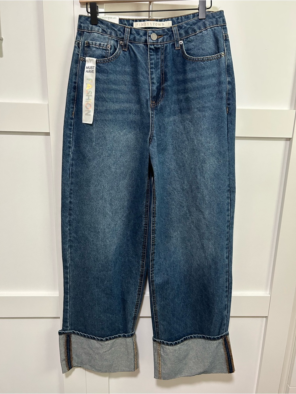 Tinseltown Wide-Leg Cuffed Jeans - Blue